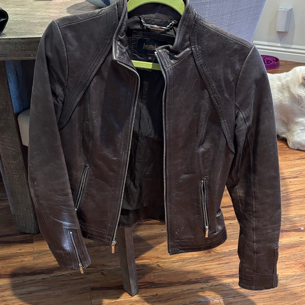Laundry By Shelli Segal Brown Leather Jacket